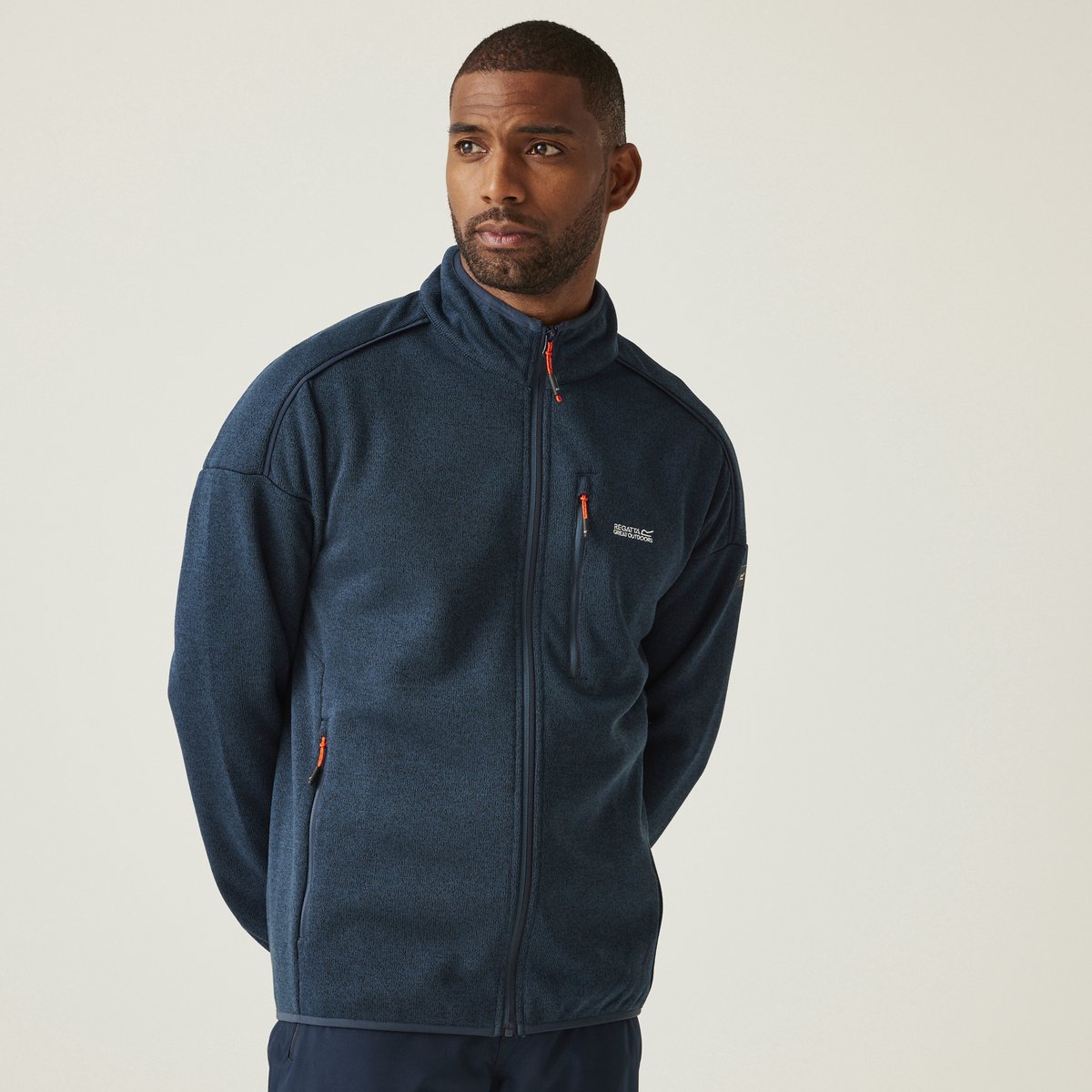 Fleece Heren Hiking Zip-up Met Zijzakken Blauw