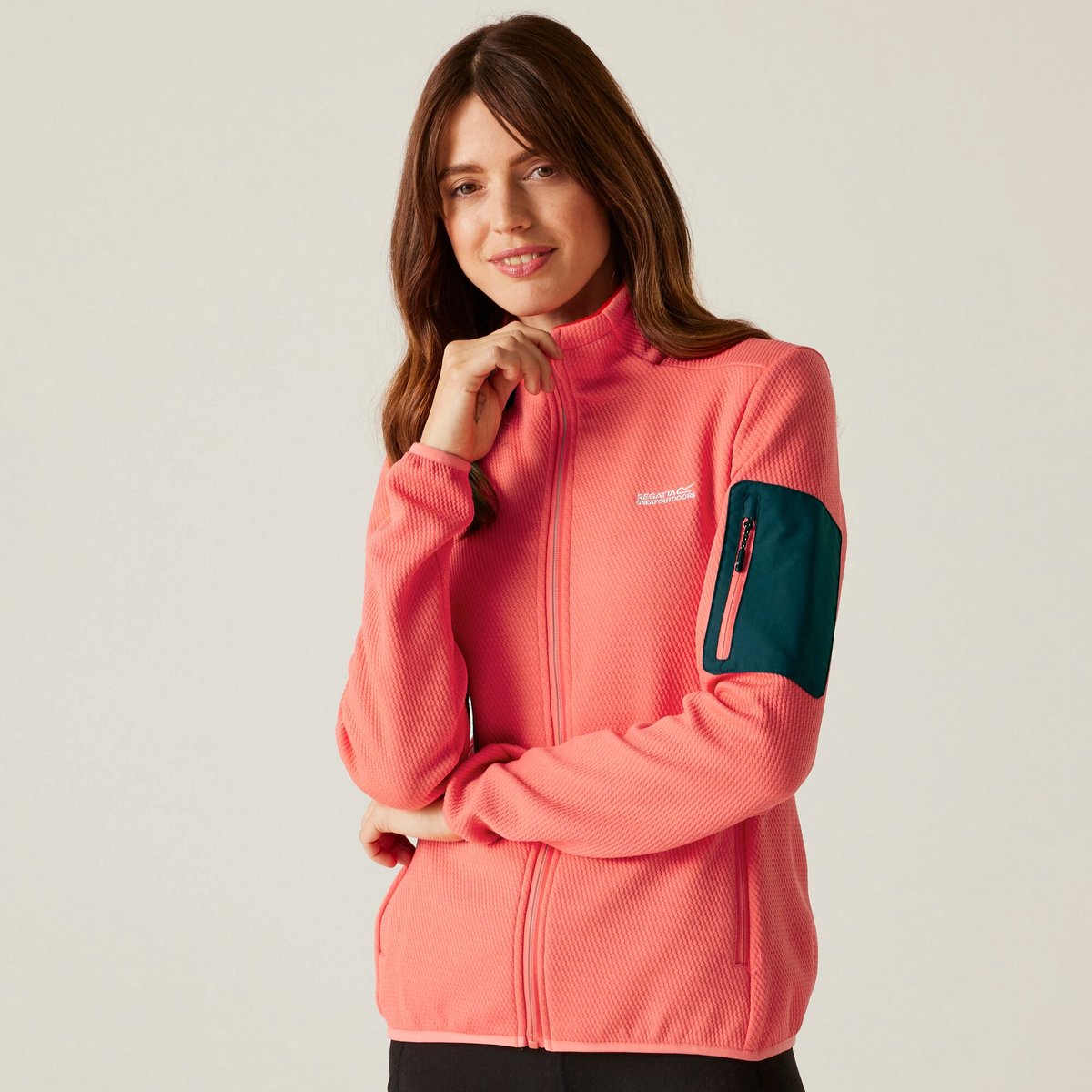 Jas Hiking Dames Fitted Zippered Pocket Aldean Softshell Roze