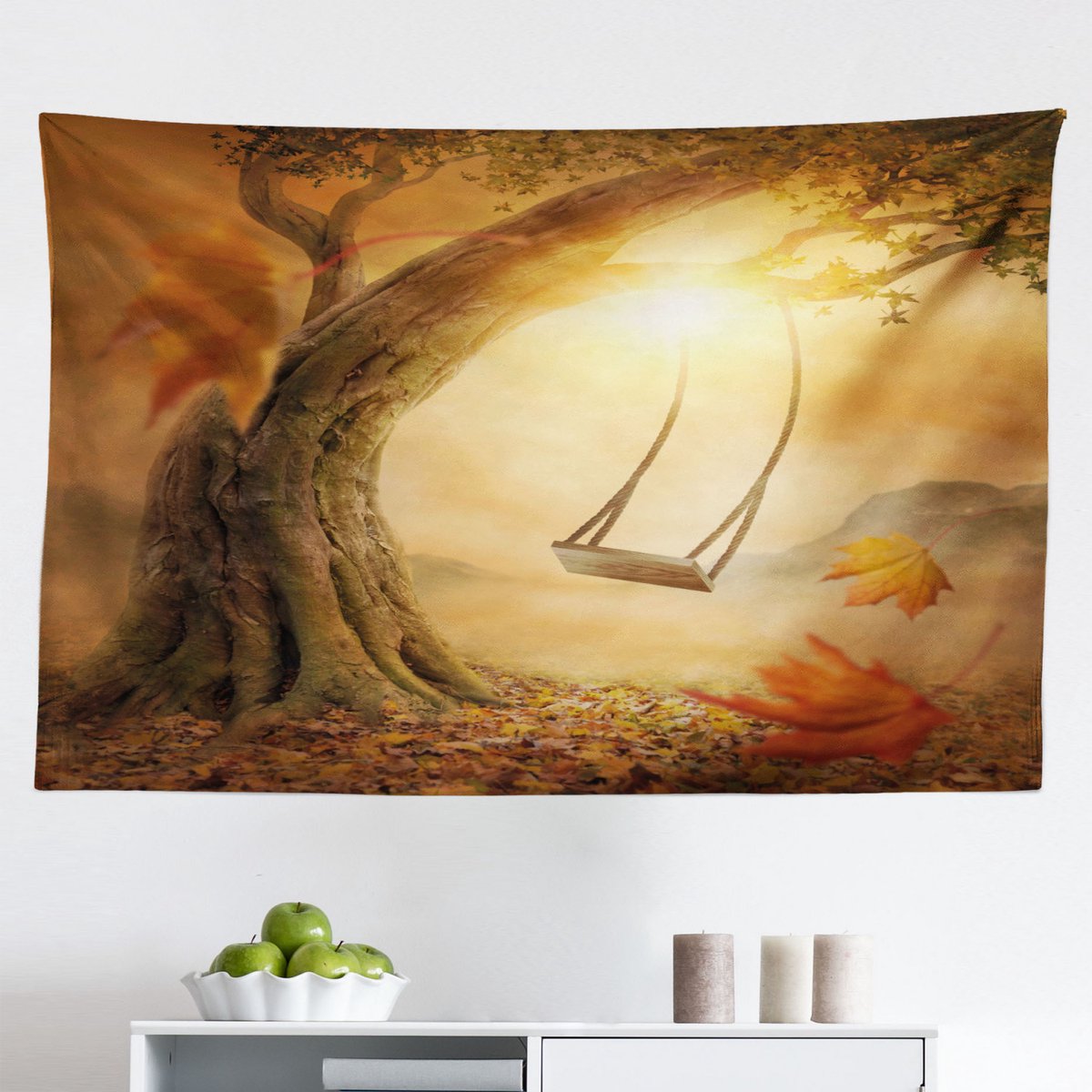 New Bed Surrealistisch Majestueuze Boom Magie Wandkleed, Stoffen Muurdecoratie, 150 cm 110 cm