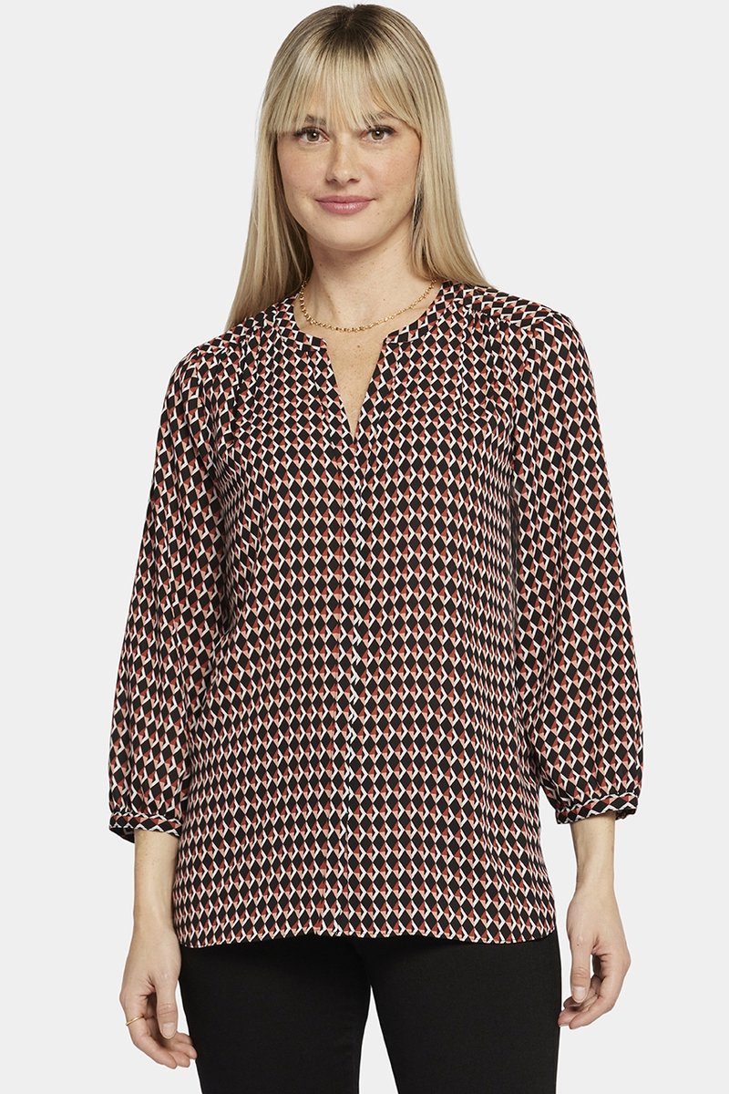 Pintuck Blouse Grafische Print