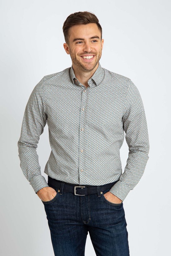 Chemise imprimée Blauw - Taille L - Homme - Chemises décontractées