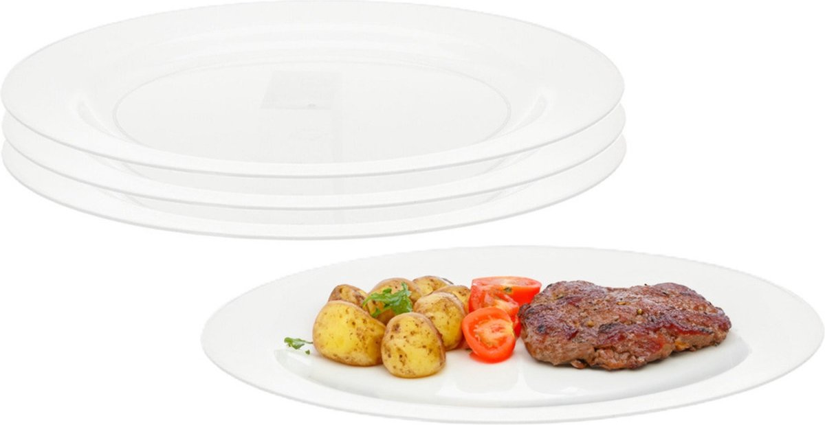 Excellent Houseware bord - 4x - transparant - kunststof - 23 cm - campingservies