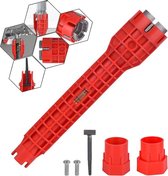Gootsteen Sleutel - Wc Bril En Kraan Moersleutel - Multi 8 In 1 Tool - Kraan Gereedschap - Kraan Sleutel - Premium Wastafel Wrench -Dubbele Kopsleutel - Vast & Los Draaien - Voor toilet, gootsteen, badkamer, keukenleidingen - 25 x 5 x 5 cm