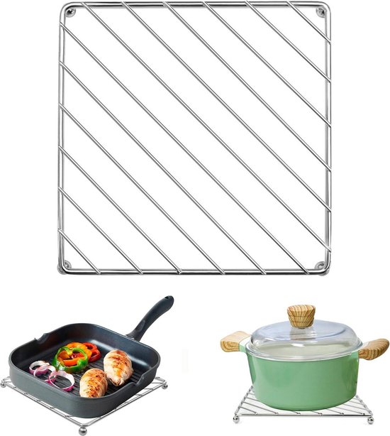 COM-FOUR® 2x hoogwaardige onderzetter van roestvrij staal - onderzetter voor pan, pan, ovenschaal en wok - uitschuifbaar ca. 22-38 x 20 x 1,8 cm (2 stukken