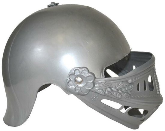Funny Fashion Ridder verkleed helm met vizier - grijs - plastic - voor kinderen - Verkleed accessoires/helmen