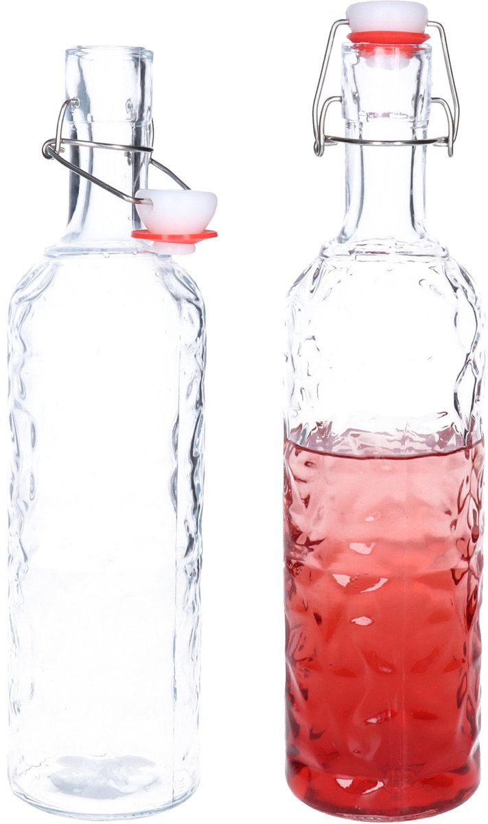 Alessandro Beugelfles/weckfles - 2x - glas - transparant - luchtdicht - 1,1 liter