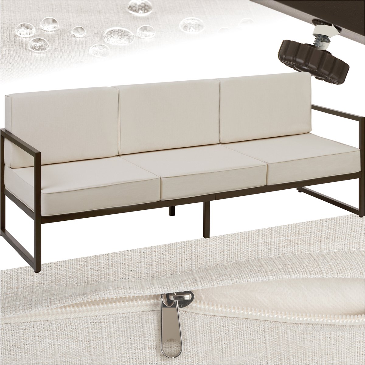 tectake® Comosa 3-zits Loungebank - Dikke Kussens - €255,99