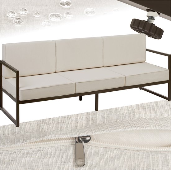 tectake® - Comosa loungebank tuin - 3-zits tuinbank - Comfortabele lounge bank met dikke kussens - Outdoor sofa met waterafstotende hoezen - stevig stalen frame - Balkon Loungebank - Tuinmeubelen - Snelle montage