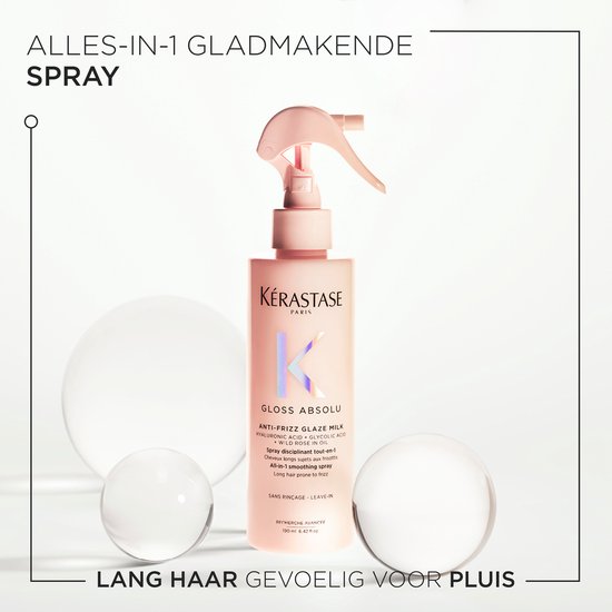Kérastase Gloss Absolu Anti-Frizz Glaze Milk - Hydraterende Leave-In Haarspray die Beschermt tegen Hitte voor Lang, Pluizig Haar - 190ml