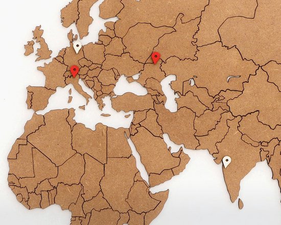 MiMi Innovations Carte du Wereldkaart en Bois de Luxe - Décoration Décoration murale - Véritable Puzzle avec Noms de Pays - 150x90 cm/59.1x35.4 pouces - Marron