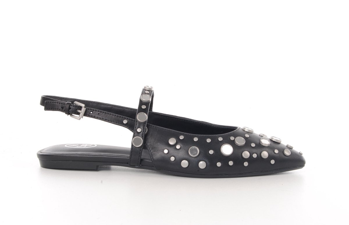 Ash Italia Brenda slingback in zwart leder met studs