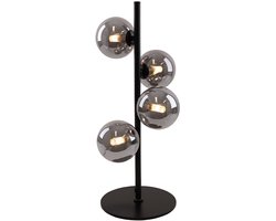 Olucia - REMO - Tafellamp - Grijs / Zwart - 4L - Vorm: Rond