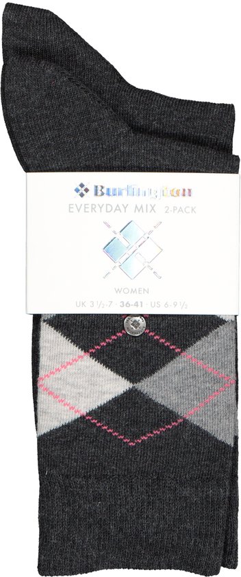 Burlington Everyday 2-Pack gedessineerd katoen multipack sokken dames grijs - maat 36-41