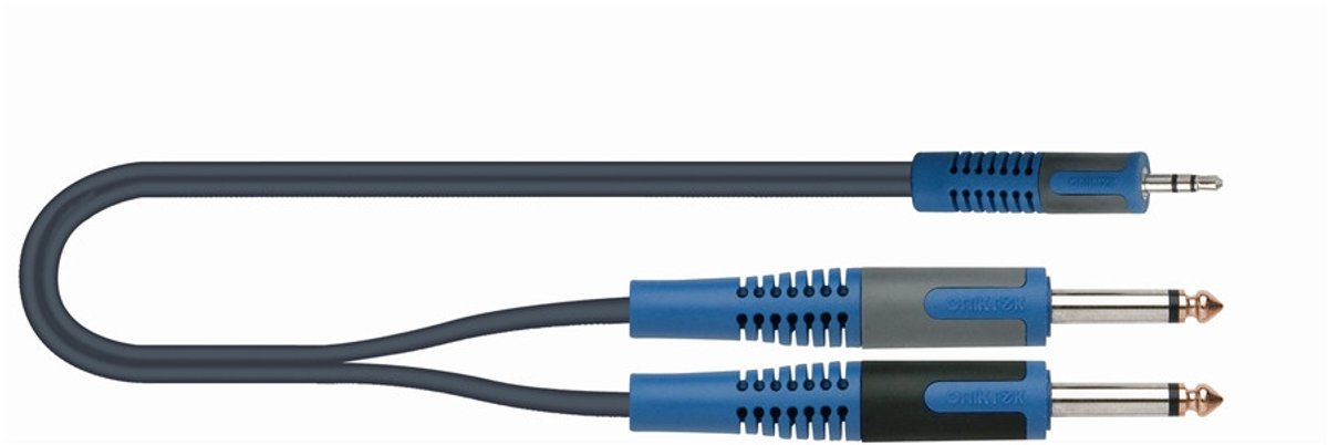 QUIK-LOK RKSA/140-2 audio kabel 2 m 3.5mm 2 x 6.35mm Zwart, Blauw, Grijs