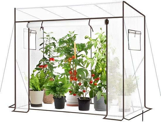 VOUNOT® Kweekkas Foliekas 100x50x150 cm, Schuin Dak Kas, Tuinkas voor Tomaten Groenten Bloemen & Fruit, Versterkte PE-Folie 135 g/m², Wit