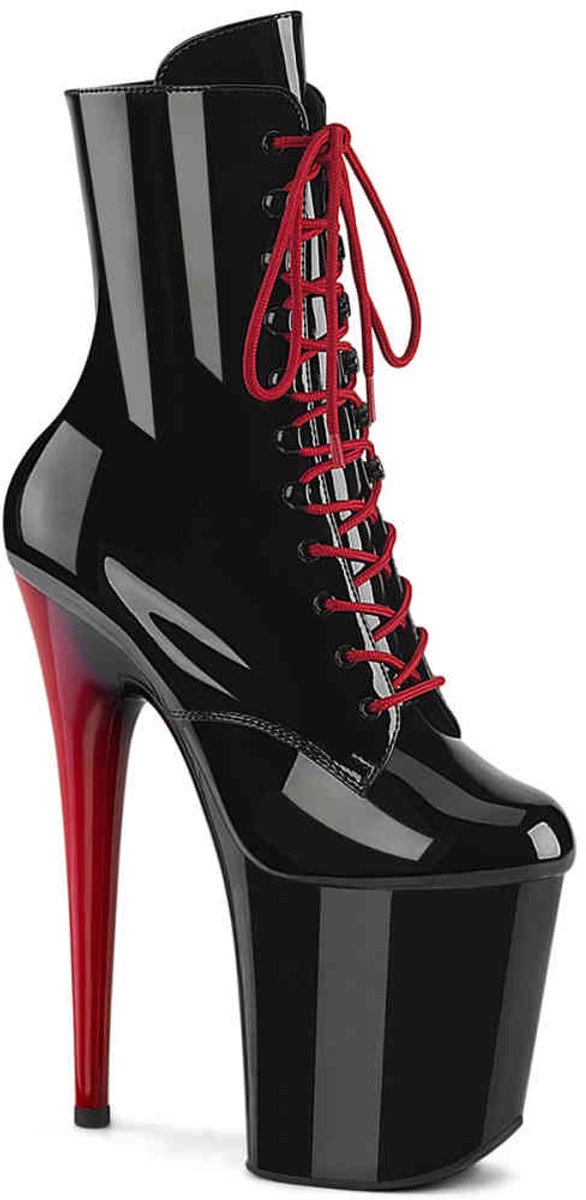 Pleaser FLAMINGO-1020 Plateau Laarzen Paaldans schoenen 39 Shoes Zwart Rood