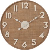 J-Line Klok Riet Rond Naturel/Wit Small