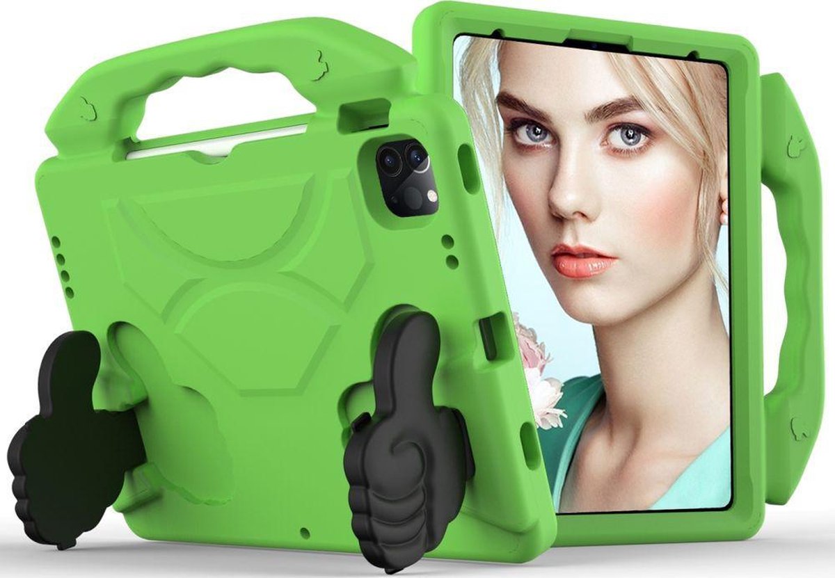 Mobigear Thumbs Up Tablethoes geschikt voor Apple iPad Air 4 (2020) Kinder Tablethoes met Handvat - Groen