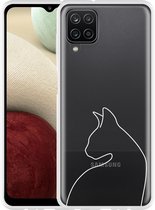 Hoesje Geschikt voor Samsung Galaxy A12 Kattencontour II