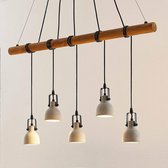 Lindby - LED hanglamp - 5 lichts - dennenhout, beton - GU10 - grijs, - Inclusief lichtbronnen
