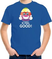 Vrolijk Paasei ei feel good t-shirt / shirt - blauw - heren - Paas kleding / outfit 158/164