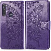 Motorola Moto G Pro Hoesje - Mobigear - Butterfly Serie - Kunstlederen Bookcase - Paars - Hoesje Geschikt Voor Motorola Moto G Pro