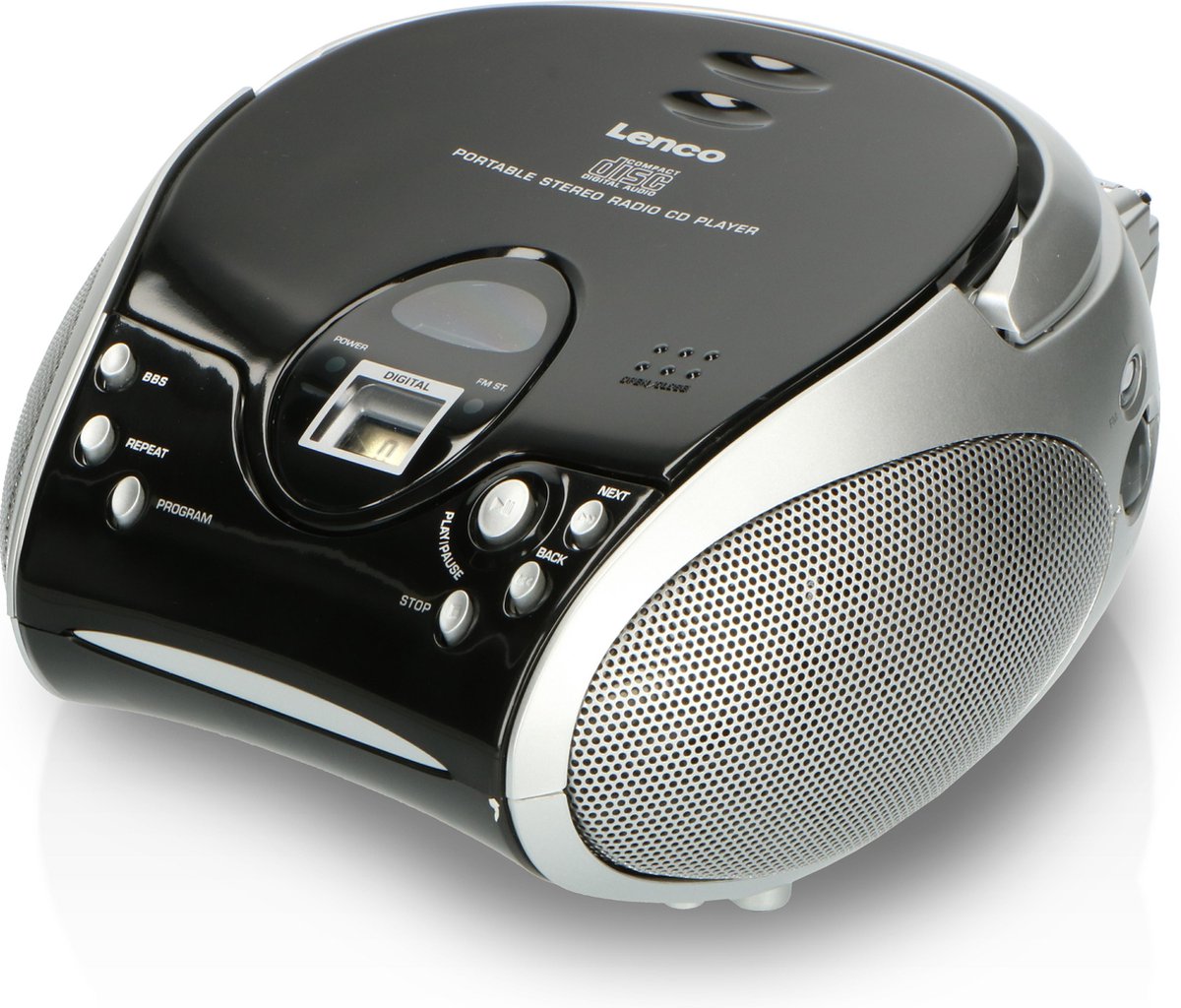Lenco SCD-24 - Draagbare radio CD speler met AUX-uitgang - Zwart/zilver |  bol.com