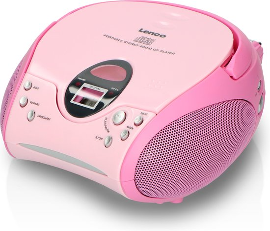 Lenco SCD-24 - Draagbare radio CD speler met AUX-uitgang - Roze | bol.com