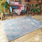 Vintage Vloerkleed Elif Blauw/Grijs Multi - 115 x 170 cm (S) - Polypropyleen - 115 x 170 cm - (S)