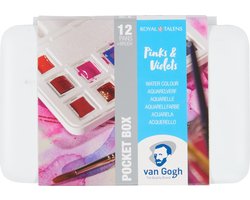 foto van Van Gogh Aquarelverf pocket box roze en violetten met 12 kleuren in halve Napjes