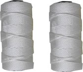 2x Bolletjes touw bouwlijn wit 50 meter  x 1,8 mm