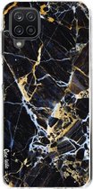 Casetastic Samsung Galaxy A12 (2021) Hoesje - Softcover Hoesje met Design - Black Gold Marble Print