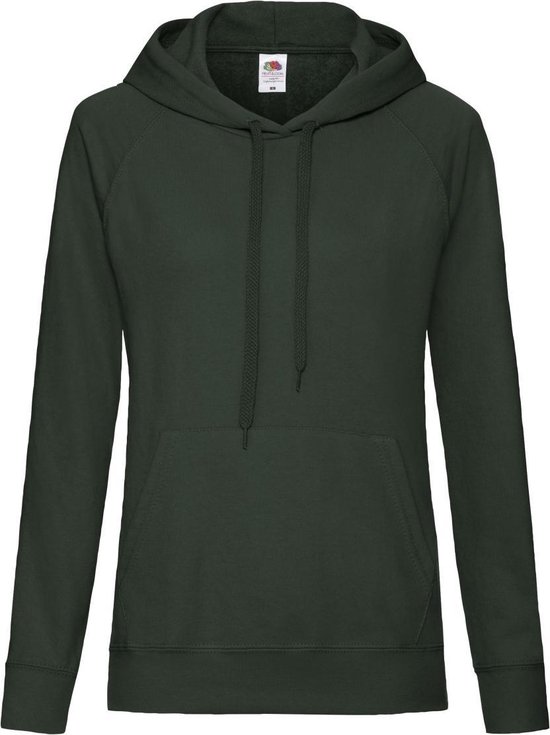 Fruit Of The Loom Dames Getailleerd Lichtgewicht Hoodie Dames met Capuchon  (240 GSM) (Bottle Groen)