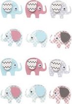 3D stickers, h: 25 mm, b: 31 mm, , olifanten, 12stuks, dikte 7 mm