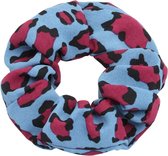 Scrunchie luipaardprint — Blauw met rood