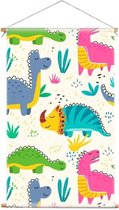 Textiel poster Dino print | kinderkamer | wanddecoratie dieren - 60x100cm