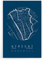 Walljar - Stadskaart Utrecht Centrum IV - Muurdecoratie - Poster met lijst