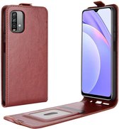 Xiaomi Redmi 9T Hoesje Verticale Flip Wallet Case Bruin