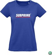 Subprime - Dames Tee SS Wmn Tee Stripe Royal - Blauw - Maat XXL