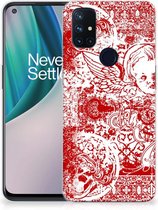 TPU Bumper Silicone Étui Housse pour OnePlus Nord N10 5G Coque Angel Skull Red