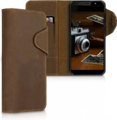 kalibri telefoonhoesje geschikt voor HTC U12 Life - Hoesje met pasjeshouder en standaard - bruin - Wallet case
