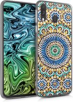 kwmobile telefoonhoesje voor Samsung Galaxy A40 - Hoesje voor smartphone in blauw / oranje / turquoise - Marokkaanse Tegels Rond design