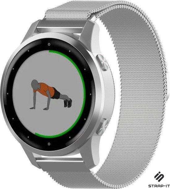 Smartwatch bandje 18mm - Milanees bandje geschikt voor Garmin Vivoactive 4s / Garmin Venu 2s / Garmin Vivomove 3s - zilver