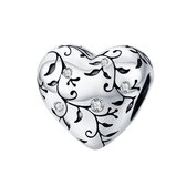 Vintage hart zirconia bedel | Heart bead | Zilverana | geschikt voor alle bekende merken | 925 zilver | moederdag