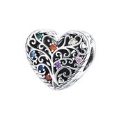 Levensboom multi zirconia hart bedel | tree of life bead | Zilverana | geschikt voor Biagi , Pandora , Trollbeads armband | 925 zilver