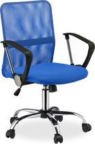 Relaxdays bureaustoel ergonomisch - computerstoel netstof - tot 120 kg - burostoel - blauw