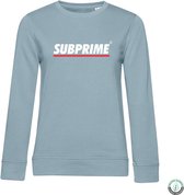 Subprime - Dames Sweaters Sweater Stripe Sky Blue - Blauw - Maat XXL