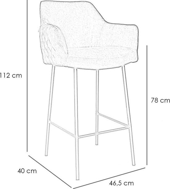 TRESKO® Set van 2 barkrukken met armleuningen, leuning, barstoel, kruk