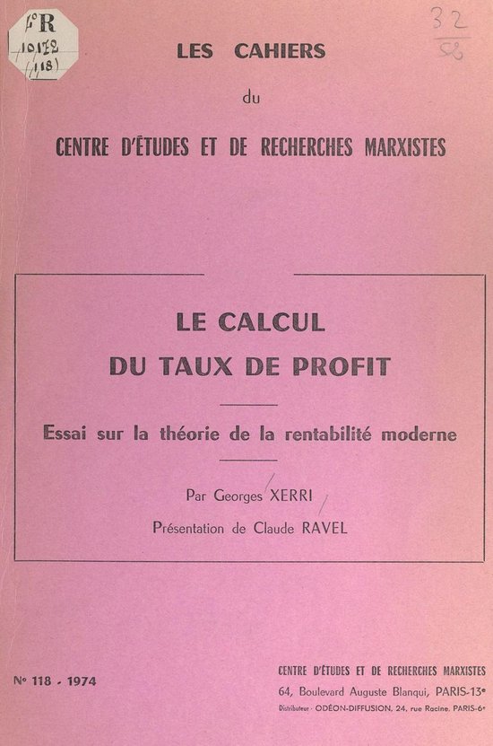 Le calcul du taux de profit - cover