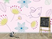 Professioneel Fotobehang Vrolijk roze - roze - Sticky Decoration - fotobehang - decoratie - woonaccessoires - inclusief gratis hobbymesje - 325 cm breed x 220 cm hoog - in 7 verschillende for
